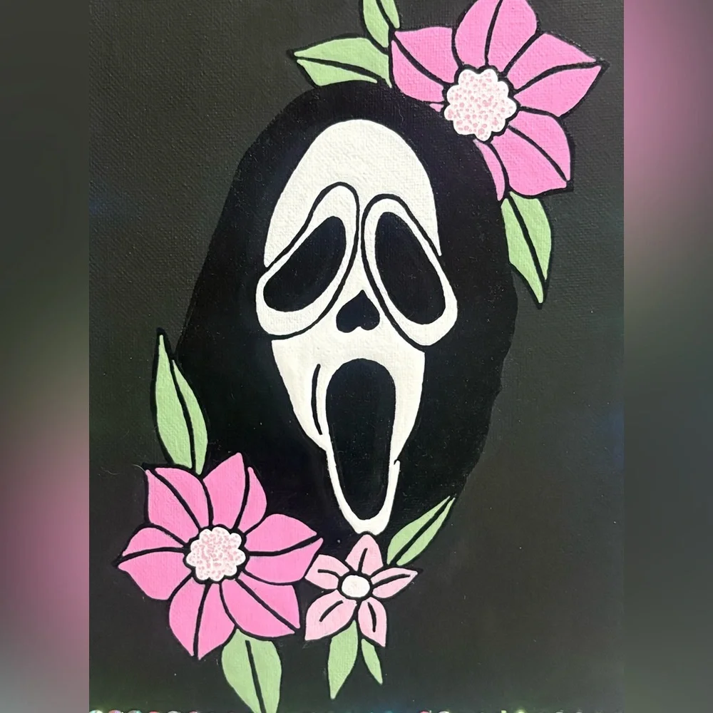 Hand Painted Floral Scream Wall Art Decor